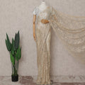 Champagne Gold Floral French Chantilly Lace Saree