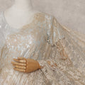 Champagne Gold Floral French Chantilly Lace Saree