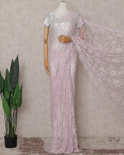 Lilac Blush Floral French Chantilly Lace Saree