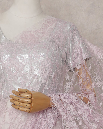 Lilac Blush Floral French Chantilly Lace Saree
