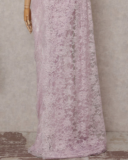 Lilac Blush Floral French Chantilly Lace Saree