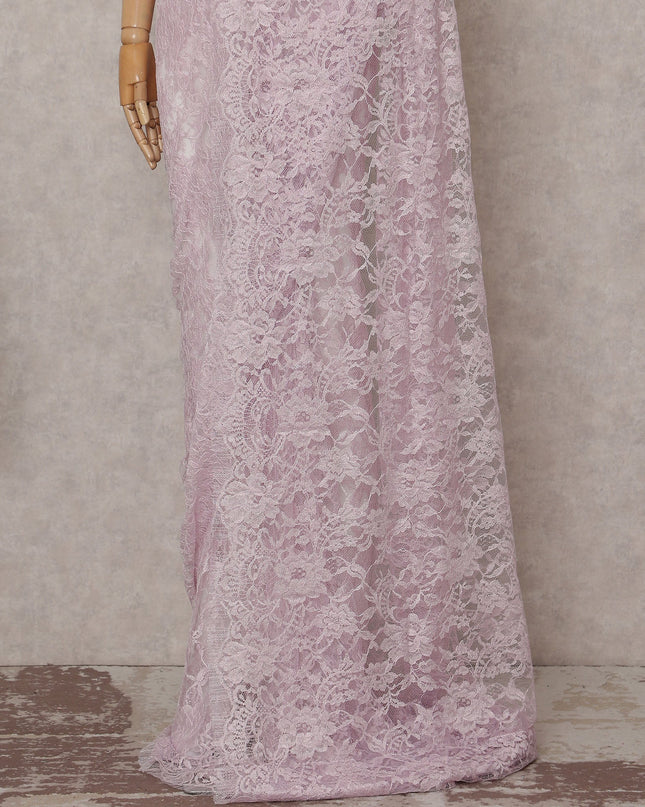 Lilac Blush Floral French Chantilly Lace Saree