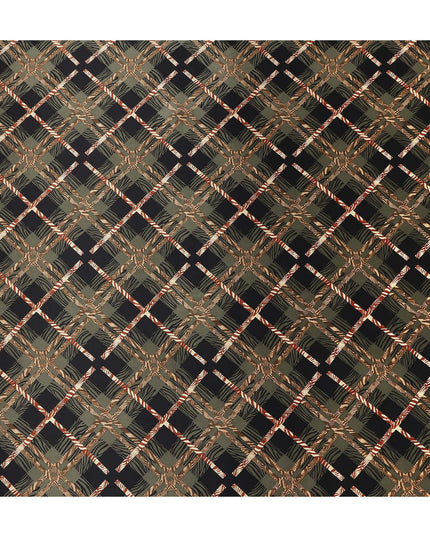 Black Olive Checks Silk Satin Fabric 110cm