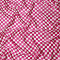 Fuchsia Pink Checkered Silk Satin Fabric 110cm