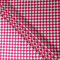 Fuchsia Pink Checkered Silk Satin Fabric 110cm