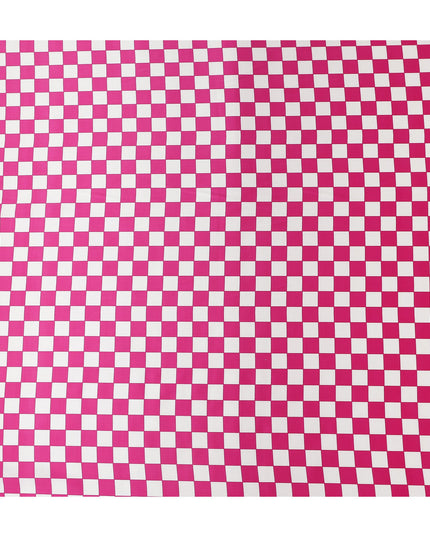 Fuchsia Pink Checkered Silk Satin Fabric 110cm