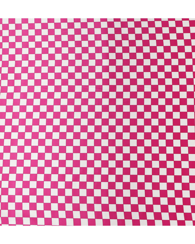 Fuchsia Pink Checkered Silk Satin Fabric 110cm