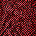Scarlet Red Checkered Silk Satin Fabric 110cm