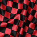 Scarlet Red Checkered Silk Satin Fabric 110cm