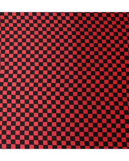Scarlet Red Checkered Silk Satin Fabric 110cm