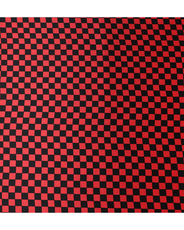 Scarlet Red Checkered Silk Satin Fabric 110cm