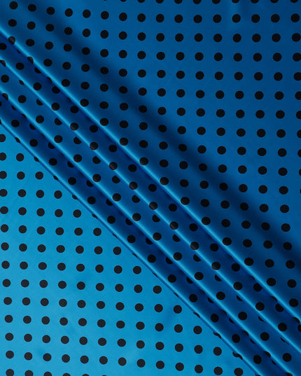 Cerulean Blue Polka Dot Silk Satin Fabric 140cm