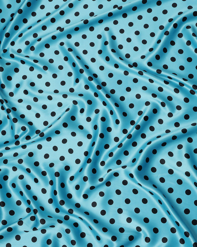 Turquoise Blue Polka Dot Silk Satin Fabric 140cm