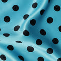 Turquoise Blue Polka Dot Silk Satin Fabric 140cm