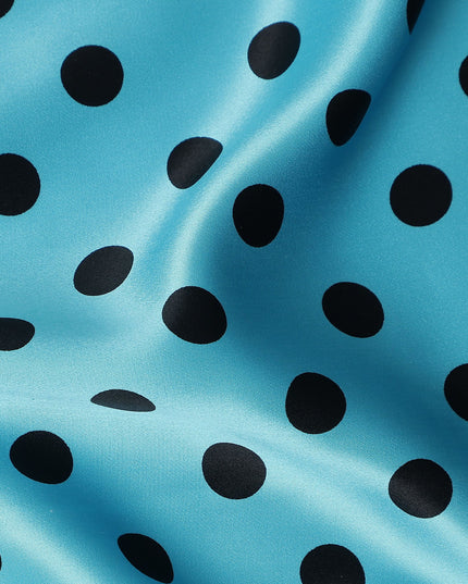 Turquoise Blue Polka Dot Silk Satin Fabric 140cm
