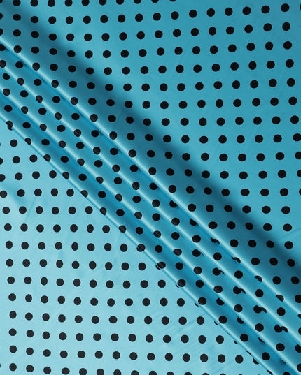 Turquoise Blue Polka Dot Silk Satin Fabric 140cm
