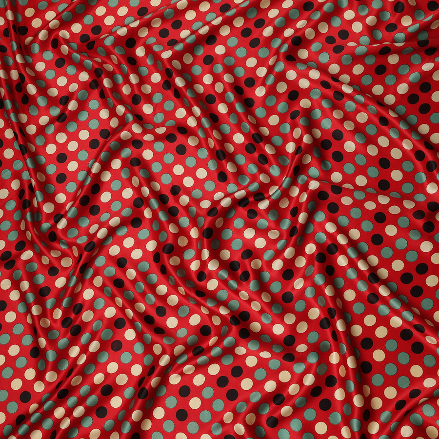 Crimson Red Polka Dot Silk Satin Fabric 140cm