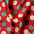 Crimson Red Polka Dot Silk Satin Fabric 140cm