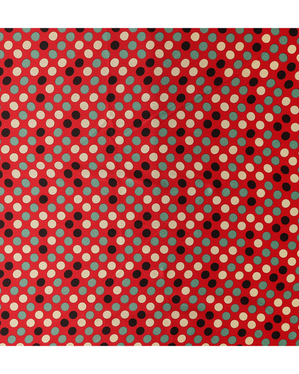 Crimson Red Polka Dot Silk Satin Fabric 140cm