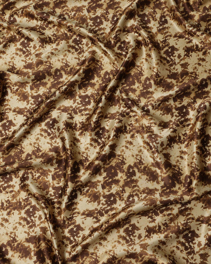 Cream Beige Animal Print Silk Satin Fabric 110cm