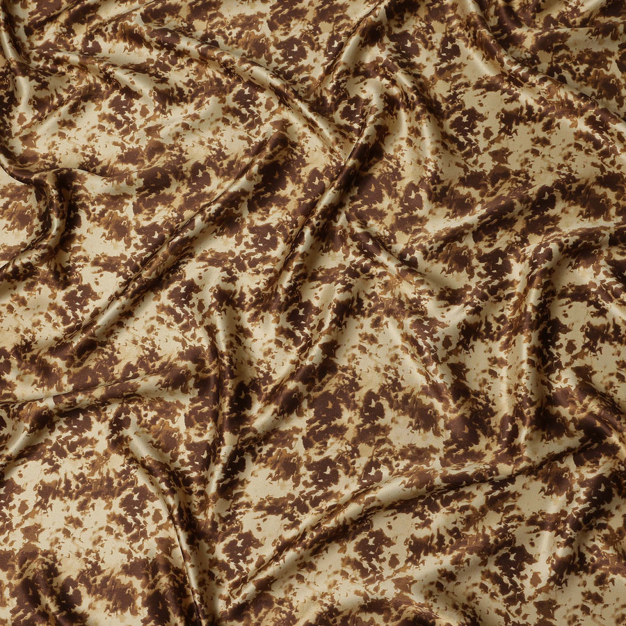 Cream Beige Animal Print Silk Satin Fabric 110cm