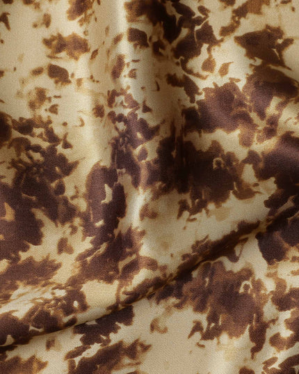 Cream Beige Animal Print Silk Satin Fabric 110cm