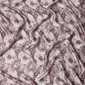 Ivory Burgundy Animal Print Silk Satin Fabric 110cm