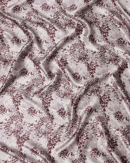 Ivory Burgundy Animal Print Silk Satin Fabric 110cm