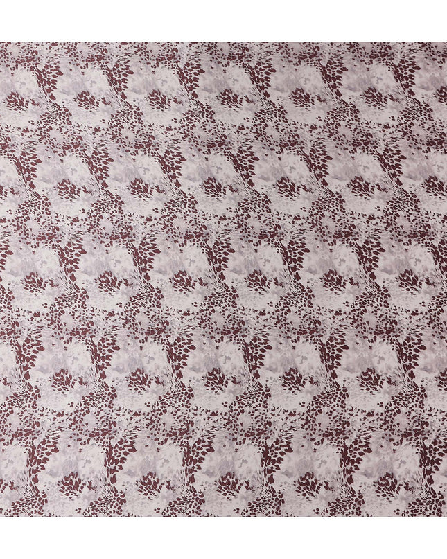 Ivory Burgundy Animal Print Silk Satin Fabric 110cm