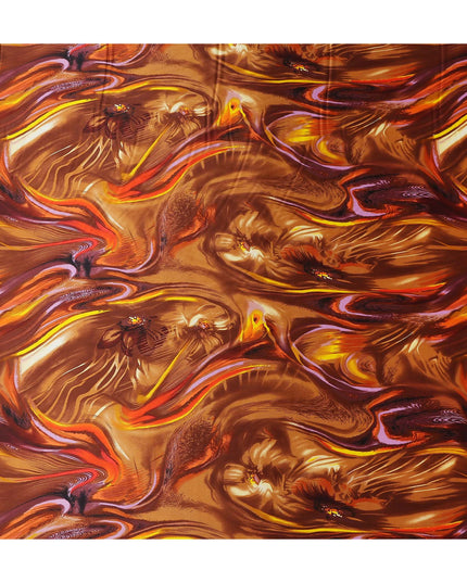 Amber Copper Abstract Silk Satin Fabric 140cm