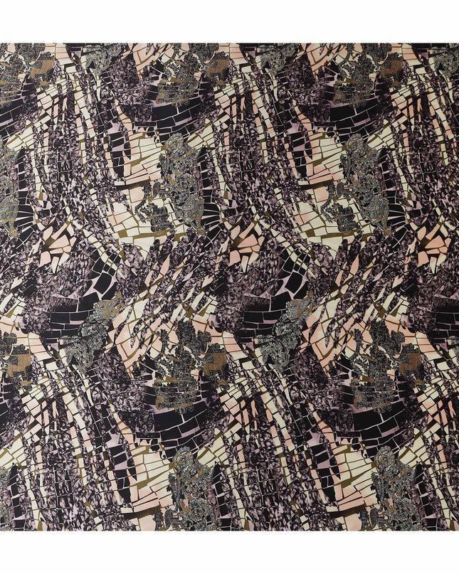 Blush Gold Abstract Silk Satin Fabric 110cm