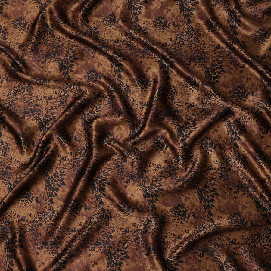 Chestnut Brown Animal Print Silk Satin Fabric 110cm