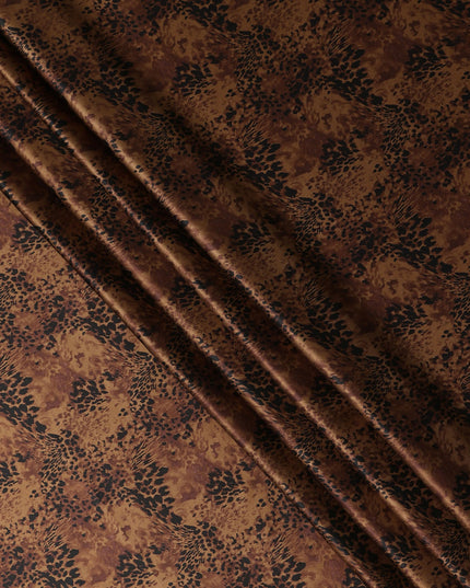 Chestnut Brown Animal Print Silk Satin Fabric 110cm