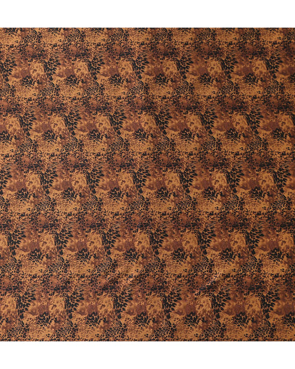 Chestnut Brown Animal Print Silk Satin Fabric 110cm