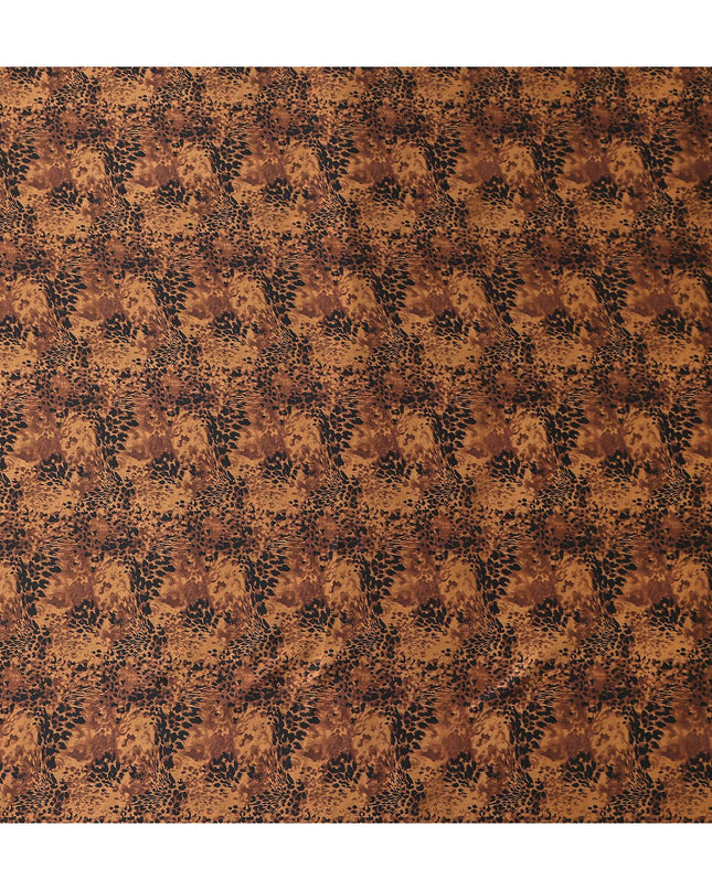 Chestnut Brown Animal Print Silk Satin Fabric 110cm