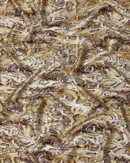 Sage Taupe Animal Print Silk Satin Fabric 140cm