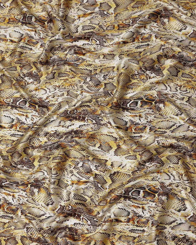 Sage Taupe Animal Print Silk Satin Fabric 140cm