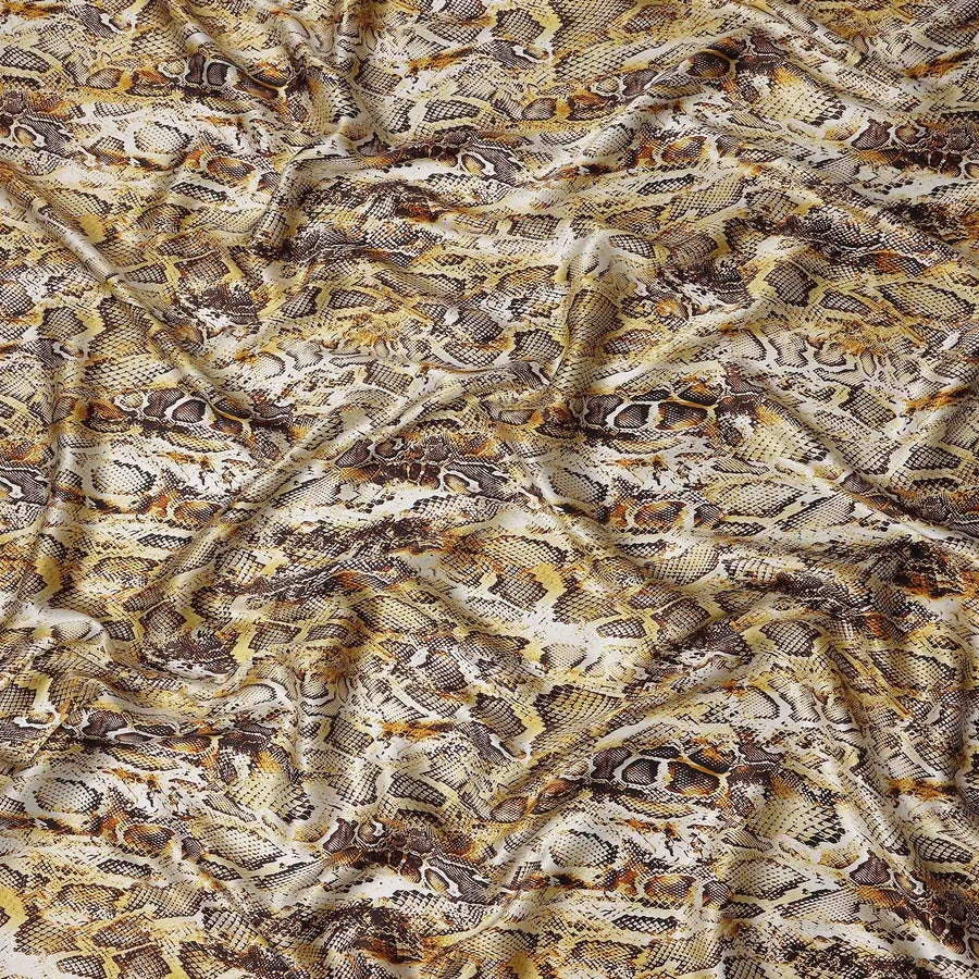 Sage Taupe Animal Print Silk Satin Fabric 140cm