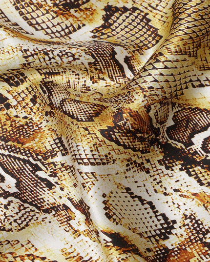 Sage Taupe Animal Print Silk Satin Fabric 140cm