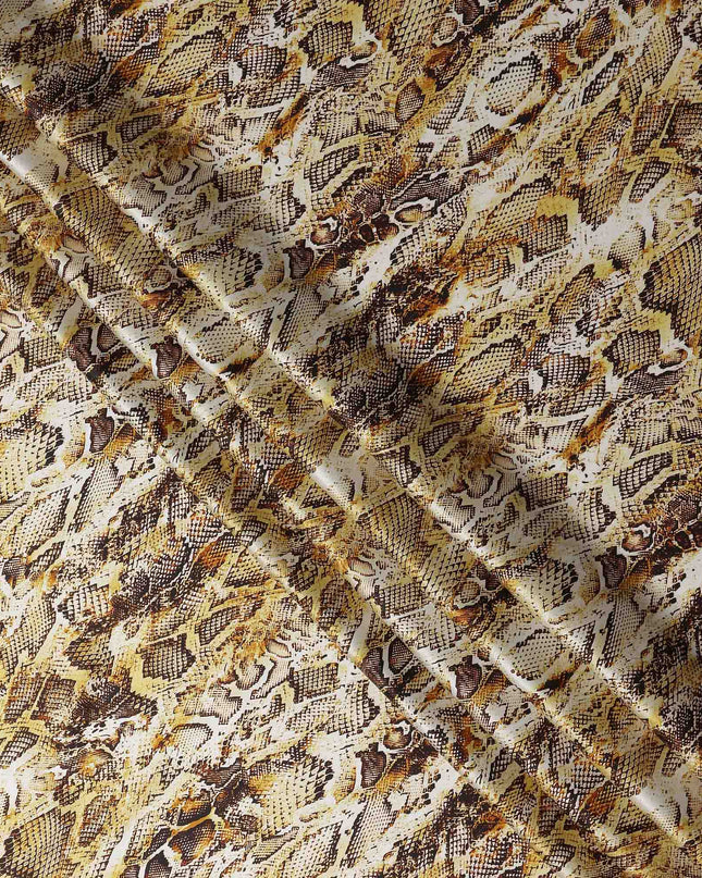 Sage Taupe Animal Print Silk Satin Fabric 140cm