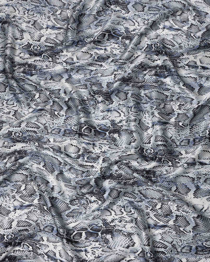 Silver Grey Animal Print Silk Satin Fabric 140cm