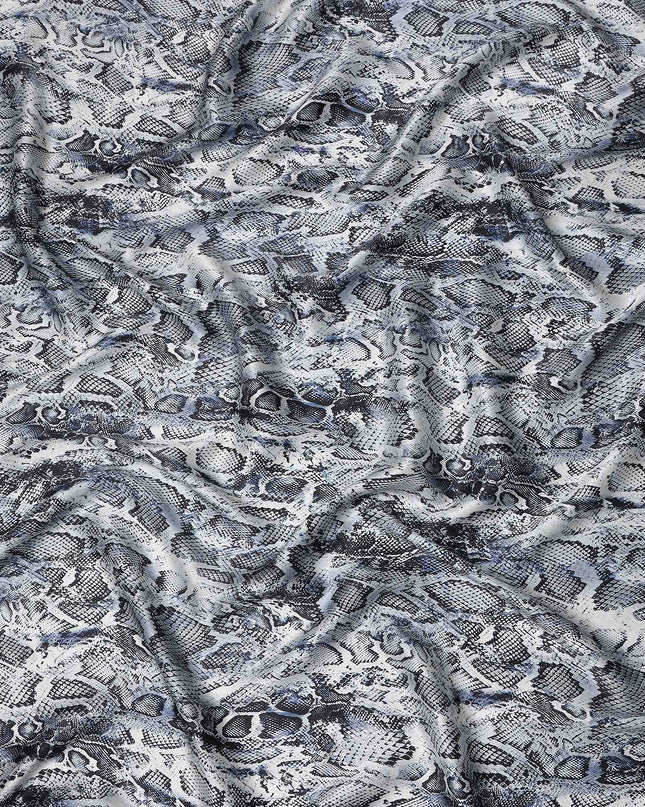 Silver Grey Animal Print Silk Satin Fabric 140cm