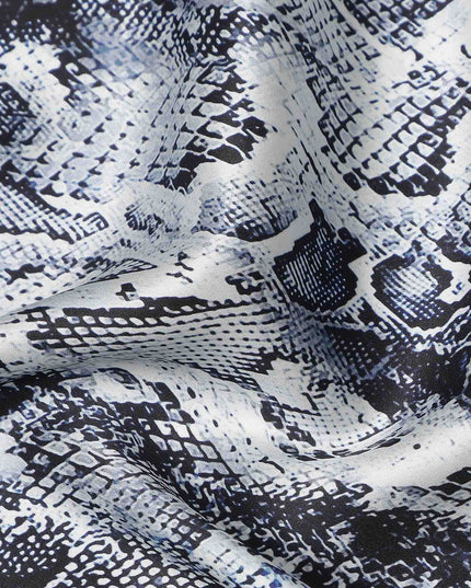 Silver Grey Animal Print Silk Satin Fabric 140cm