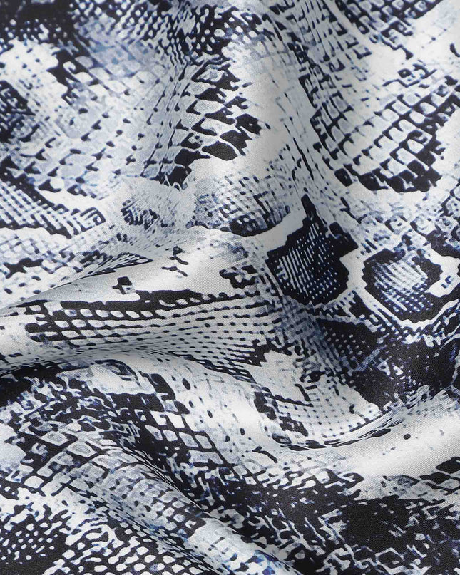 Silver Grey Animal Print Silk Satin Fabric 140cm