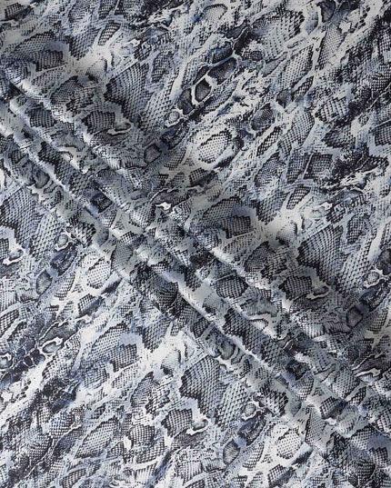 Silver Grey Animal Print Silk Satin Fabric 140cm