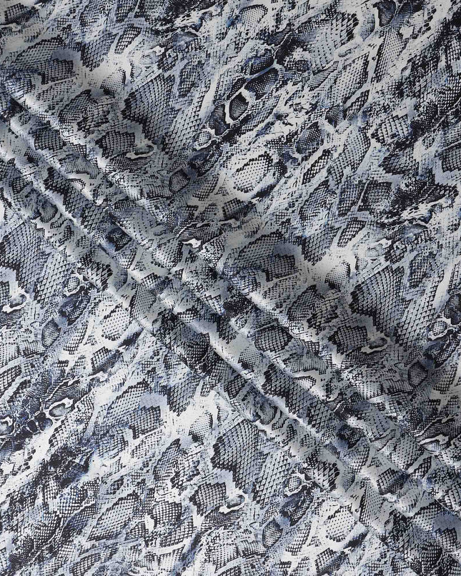 Silver Grey Animal Print Silk Satin Fabric 140cm