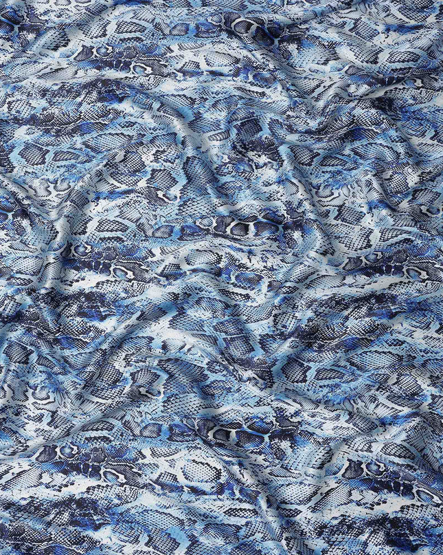 Cobalt Blue Animal Print Silk Satin Fabric 140cm