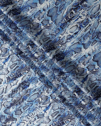 Cobalt Blue Animal Print Silk Satin Fabric 140cm
