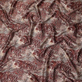 Beige Burgundy Animal Print Silk Satin Fabric 140cm