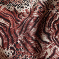 Beige Burgundy Animal Print Silk Satin Fabric 140cm